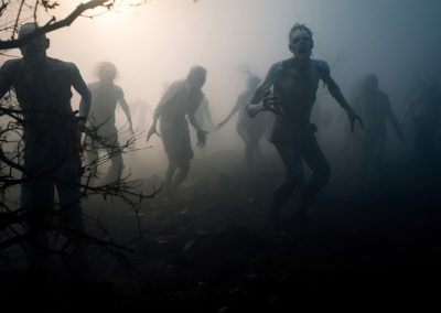 Zombies marchant dans la brume